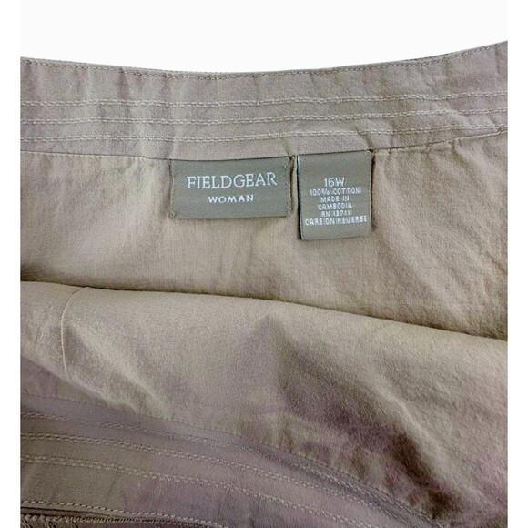 VTG Field Gear Skirt Embroidered Sequin Flowers Textured Cotton Khaki 16 READ - Picture 2 of 12